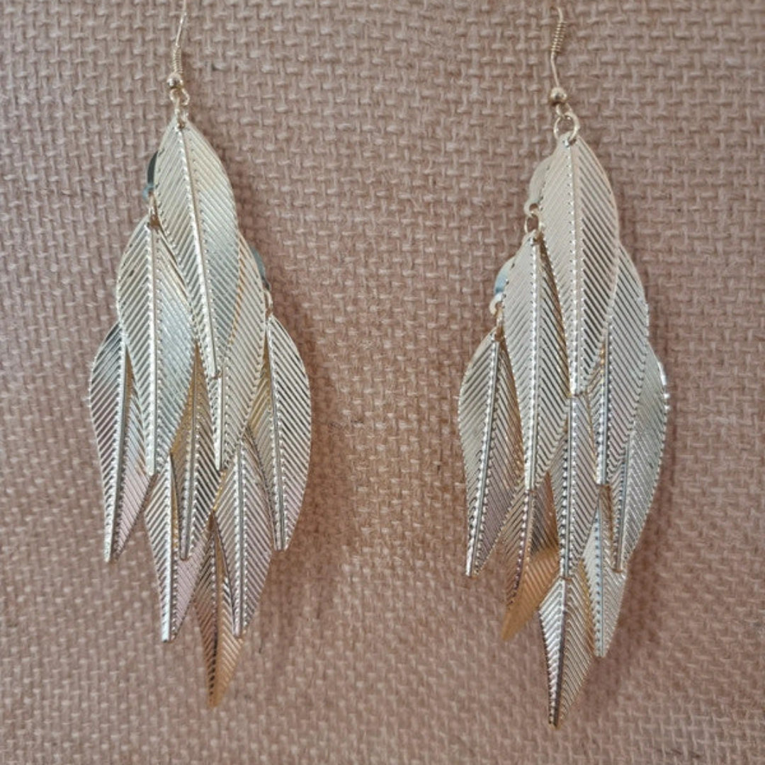 Boucles d'oreilles IAGO "Plumes Dorées" – Acier Inoxydable