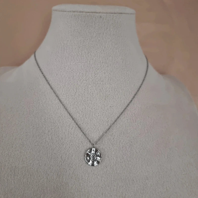 Collier rond argenté tendance en acier inoxydable, idée cadeau femme