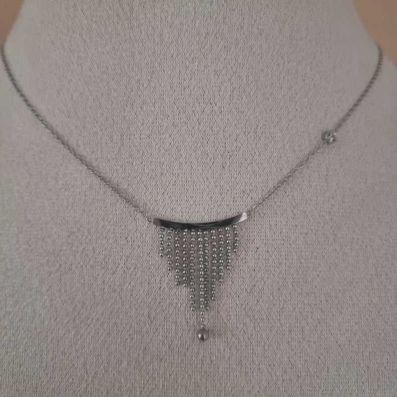 Collier chic et tendance, chaîne argentée avec cascade de chaînettes fines
