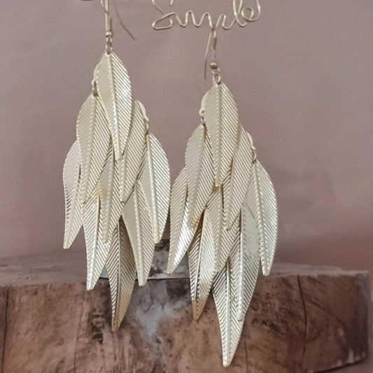 Boucles d'oreilles IAGO "Plumes Dorées" – Acier Inoxydable