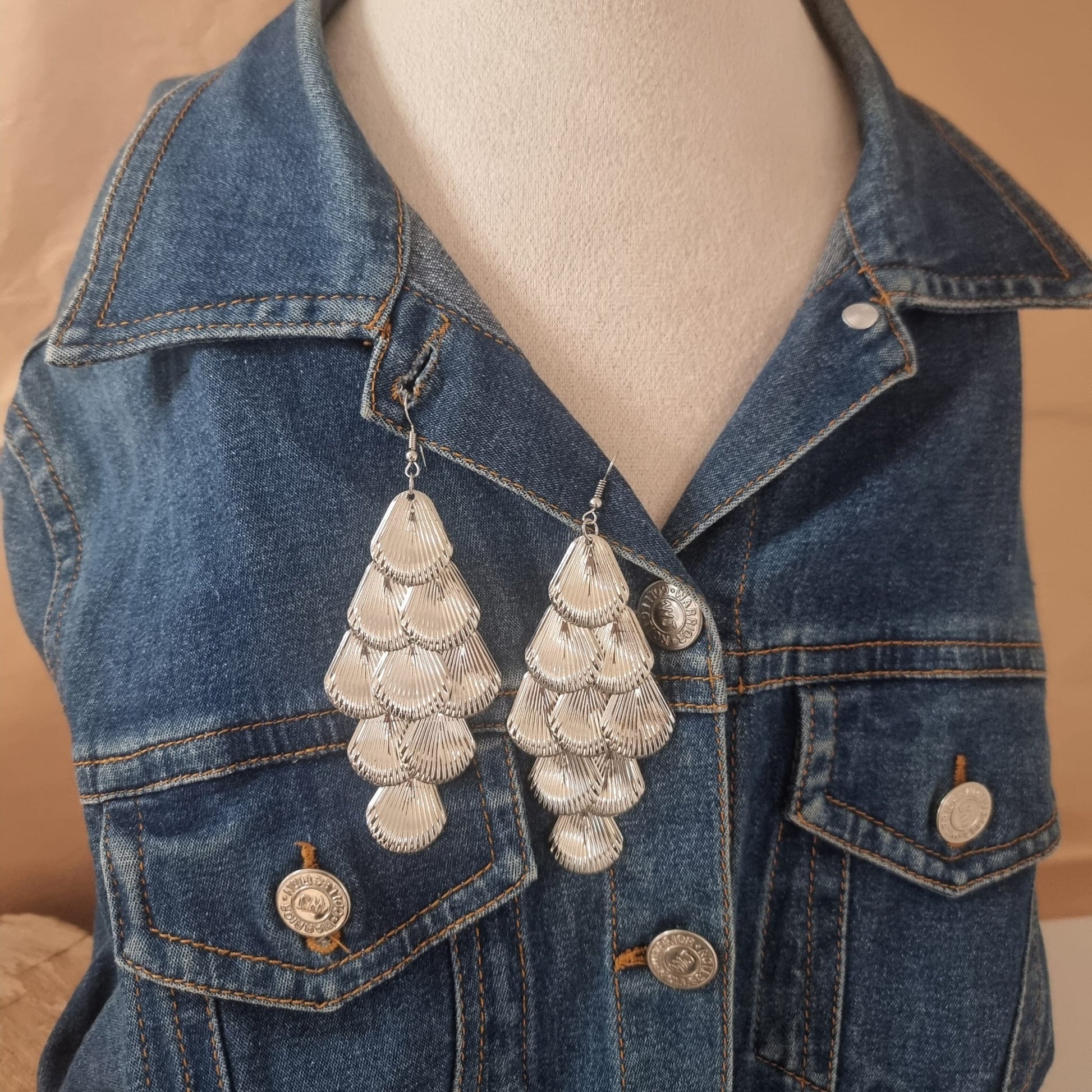 Boucles d’oreilles pendantes argentées style bohème